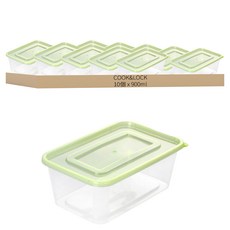 Cook&Lock 長方形密封盒 (180mm x 116mm x 70mm) PP材質 耐熱80°C, 900ml*10個, 1組
