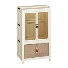 FAmILyLIFE 生活 隨意配 雙層折疊收納衣櫃 雙開門款, 米白色