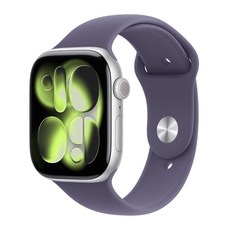 Apple 2025 애플워치 11, 실버, 46mm, GPS+Cellular, 알루미늄,실버/퍼플 포그 스포츠 밴드, M/L