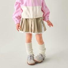 MARI N MORI 兒童鬆緊帶蕾絲百褶裙