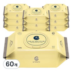 앙블랑 샤인 옐로우 유아물티슈 캡형, 55g, 100매, 60개