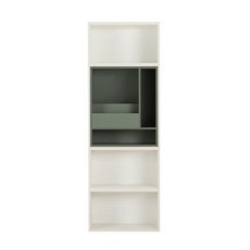 리바트 프레일 600 5단 수납형 책장 방문설치, 화이트(뒷판) + 그린(인서트) + 화이트(바디)