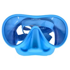 AQUATEC 無框矽膠單面鏡 女用 MK-201 潛水面鏡 窄版矽膠面鏡, 15.7 x 8.1cm, 湖藍色 Lake Blue