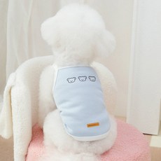 DING DONG PET 寵物小熊條紋無袖T恤, 藍色, 1個