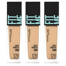 메이블린 핏 미 매트 포어리스 에스피어프22 30ml, 128호 웜누드, 3개