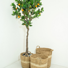 手工線條藤編籃花盆套, 單一顏色, 1個