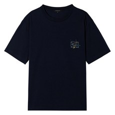 파렌하이트 남성용 통기성 TRIP 패스포트 아트 배색 그래픽 라운드 반팔 티셔츠 FEIBD3802