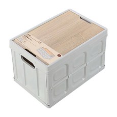 KEYWAY 聯府 KM摺疊箱 附木蓋, 摺疊箱 原木色 + 灰色, 1個
