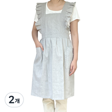 엘쏘 플로리스트 카페 신혼 린넨 프릴 앞치마 FREE, 그레이, 2개