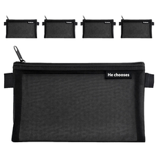 메쉬 파우치형 필통, 블랙, 5개