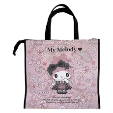ASUNAROSYA MY MELODY 美樂蒂 購物袋 40 x 38.5 x 17cm, 庫洛米 美樂蒂 粉色 + 紫色, 1個