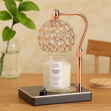 Ein.D 水晶串珠蠟燭暖燈 + 280g 大豆蠟燭組, 花園派對, 玫瑰金 + 黑色