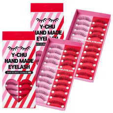 y-chu 手工大容量假睫毛 D-2 20p套組, 黑色, 2個