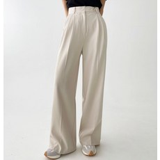 플랜데이 여성용 하이웨스트 투핀턱 와이드 슬랙스 미디움