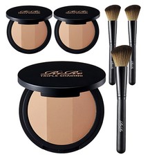 RiRe 三色修容餅+修容刷, 淺米色&深米色&棕色, 3組