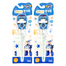 Edison 愛迪生 兒童學習筷 矯正寫字姿勢 智力發展和創造力培養 提高兒童的情緒智商, 藍色 Poli 波力, 藍色 Poli 波力, 2雙