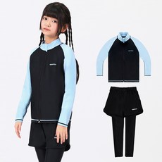 aquatica 女童用防曬泳衣拉鍊外套 AQAJJ451 + 短褲水陸兩用內搭褲 AQA421 套組