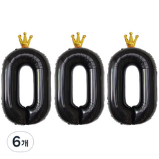 JOYPARTY 數字0銀箔皇冠氣球 皇冠 90cm, 黑色, 6個