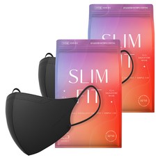 CLA 슬림핏 뉴 황사 보건용 컬러 마스크 중형 KF94, 25개입, 2개, 블랙