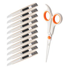 WHASHIN 智慧型便攜美工刀 209 10入 + 辦公室用雙色剪刀 小, 混合色, 1套