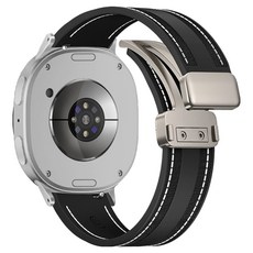 SPACE SHIELD 舒適貼合D型扣尼龍矽膠錶帶, 黑色, 1個