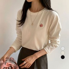 afinar 女性Heart刺繡長袖T恤