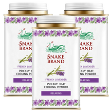 SNAKE BRAND 蛇牌 爽身粉 紫色薰衣草, 3罐, 140g