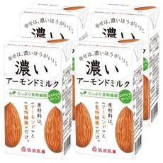 TSUKUBA 筑波乳業 香濃杏仁飲 無糖, 4個, 125ml