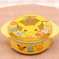 릴팡 포켓몬스터 안전핸들 논슬립 스텐대접 + 뚜껑 PK6480, 혼합 색상, 1개