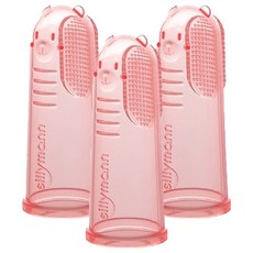 sillymann 鉑金矽膠指套牙刷 WSB242, 透明粉紅色, 3個, 1個裝