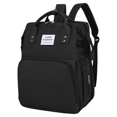 翔駿親子 媽媽背包 USB款 保冷保溫 多功能背包 透氣背帶 加厚舒適背帶, 35 x 16 x 19cm, 時尚黑色款