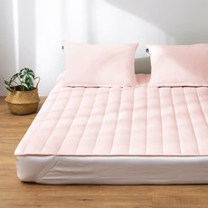루아베 워싱 누빔 고정밴드형 침대패드, 베이비핑크