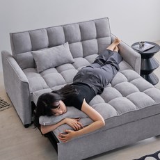 리티아 패브릭 확장형 소파베드 + 쿠션 2p 세트 방문설치, 라이트그레이