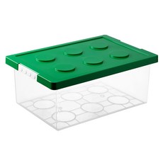 SHIMOYAMA 樂高積木收納盒 中號 92464, 綠色 + 透明色, 1個