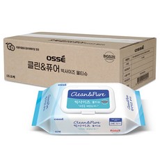오쎄 클린앤퓨어 빅사이즈 물티슈 캡형 300 x 200 mm, 상세페이지 참조, 60매, 10개