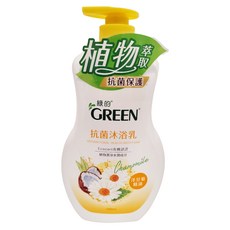 GREEN 綠的 抗菌沐浴乳 洋甘菊 天然棕櫚果油 SSR技術, 1L, 1瓶