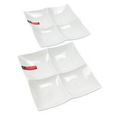 Regenbogen純白色四格分隔盤 S, 白色, 2個