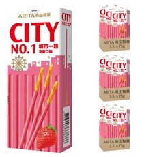 ARITA 有田製菓 城市一族 棒狀餅乾 草莓風味 3入, 3組, 75g