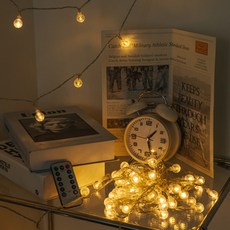 Luaz LED線燈串 露營泡泡櫻桃燈 AA電池遙控款 40燈 6m, 1個, 燈泡色