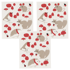 Now Designs 瑞典 環保抹布 (紅蘑菇) 70%植物纖維素 30%棉, 3個