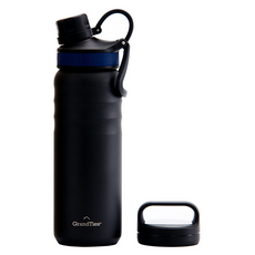 GrandTies 雙蓋寬口真空不鏽鋼保溫瓶(大) 709ml 午夜黑, 1個