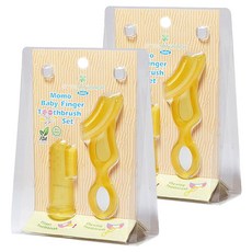 스위스나뚜리치 모모 핑거실리콘 칫솔 세트, 노란색, 2세트