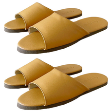 TAIWAN SLIPPER 台灣犀利趴 純色 皮質室內拖鞋, 晨光橘, 2雙