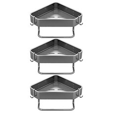 AHOYE 加固型免打孔角落置物架 浴室收納, 3個, 銀色