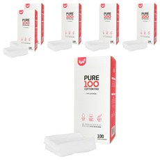 iya PURE 100 순면 화장솜 60 x 70 mm, 100매입, 6개