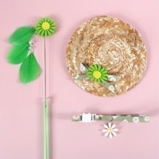 PASTEL PET 貓咪花朵亮點玩具組, 綠色, 1套