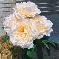 Gomji 居家裝飾 掃墓用 人造花 牡丹, 香檳色, 1個