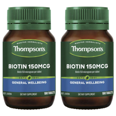 Thompson's 生物營養素 每片含生物素150mcg 膳食補充劑, 100顆, 2瓶