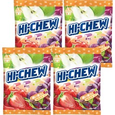 MORINAGA 森永 HI-CHEW 嗨啾 綜合水果軟糖, Q彈嚼感, 果汁濃郁, 獨立小包裝, 90g, 4袋