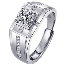 CF Diamond 男戒 莫桑鑽, 1克拉, D0107 占南弦, 1個